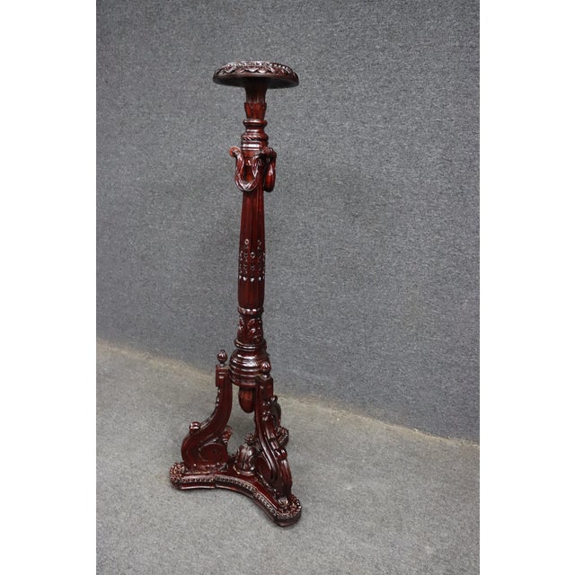 Carved Mahogany Pedestal Plant Stand / Display Stand For Sale - Image 11 of 11