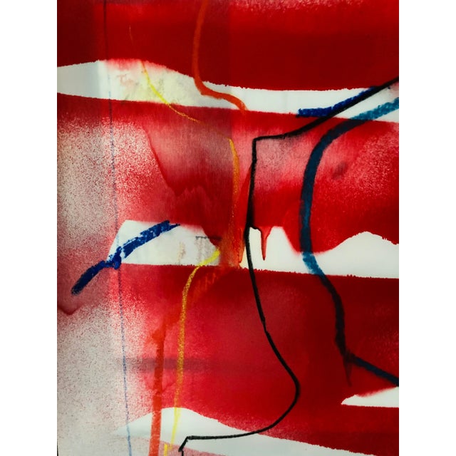 Abstract Abstract Original Painted Drawing on Dacron, 20x28, Signed. Unframed For Sale - Image 3 of 5