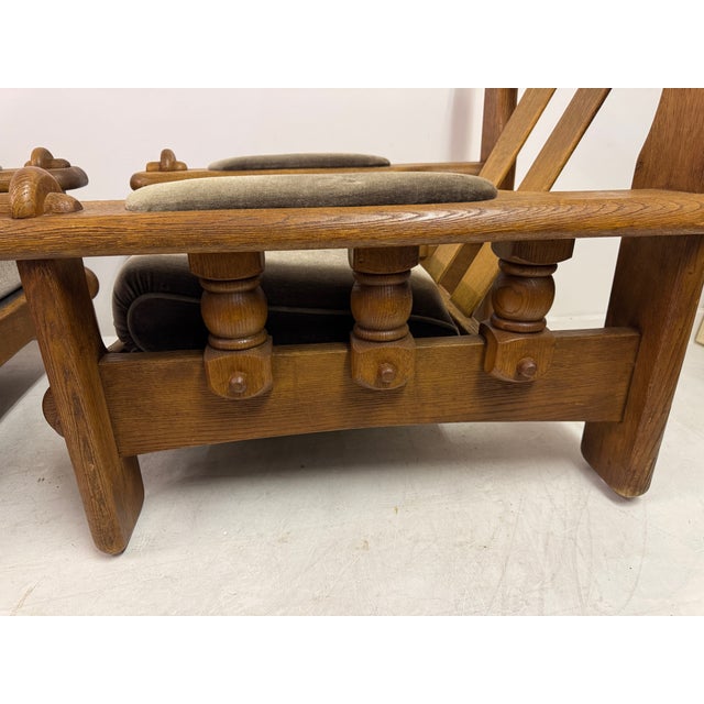 Brutalist Oak Chairs with Slatted Backs, 1960s, Set of 2 For Sale - Image 17 of 18