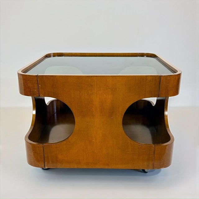 Wood Vintage Space Age Sculptural Coffee Table in Curved Wood, Italy, 1970s For Sale - Image 7 of 18