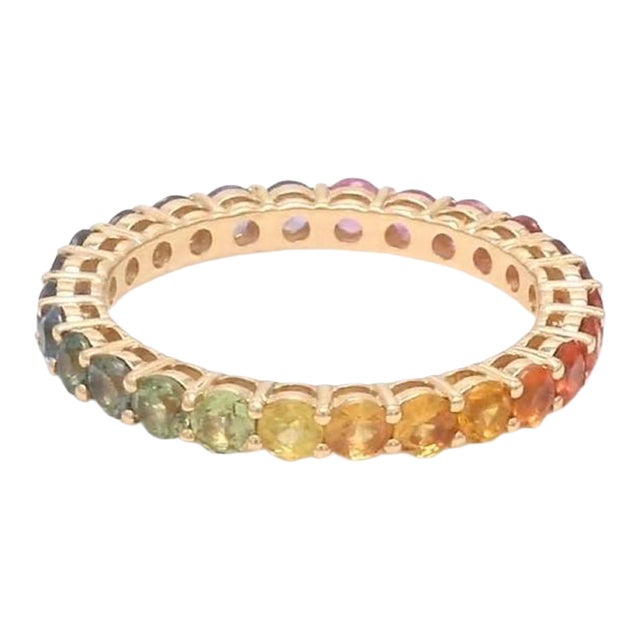 Natural Multi Gemstone 4.4cts Ring in 18k Gold For Sale