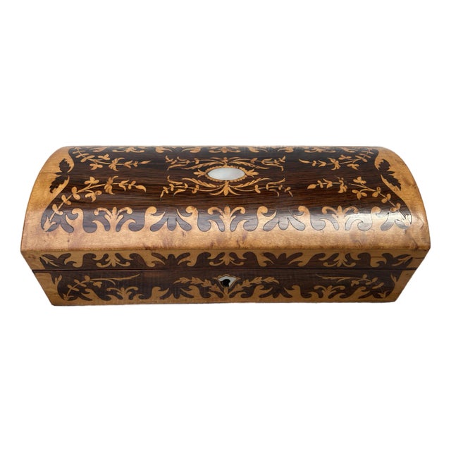 Early 20th Century Marquetry Writing Glove Box For Sale
