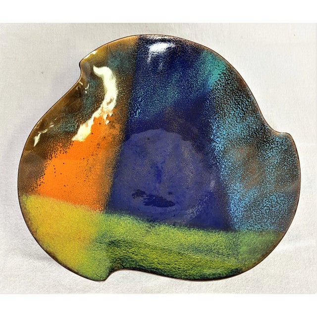 Mid 20th Century Vintage Mid Century Modern Handcrafted Bovano Chesire Copper Enamel Dish For Sale - Image 5 of 12
