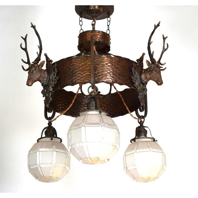Brown Antique Art Nouveau Chandelier, 1890s For Sale - Image 8 of 15