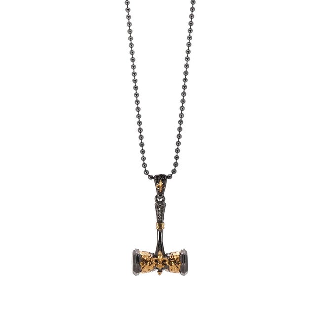 Early 21st Century Sterling Silver & Gold Hammer Pendant Necklace For Sale - Image 5 of 9