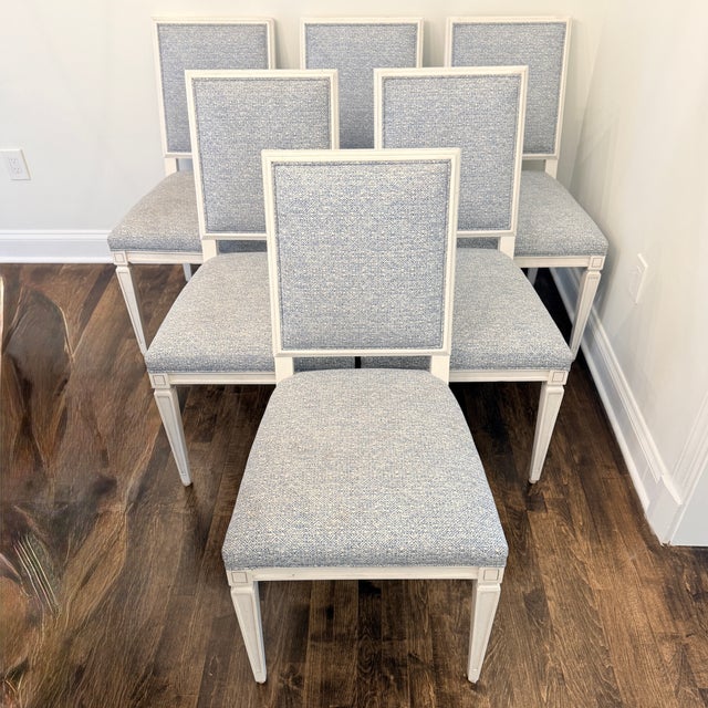Set of 6 Highland House Dining Side Chairs With Schumacher Fabric For Sale - Image 16 of 16