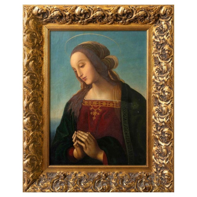 Italian School, Praying Virgin, 19th Century, Oil on Canvas For Sale - Image 6 of 6