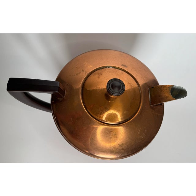 Metal Vintage Mid Century Art Deco Style Copper Tea Pot For Sale - Image 7 of 12