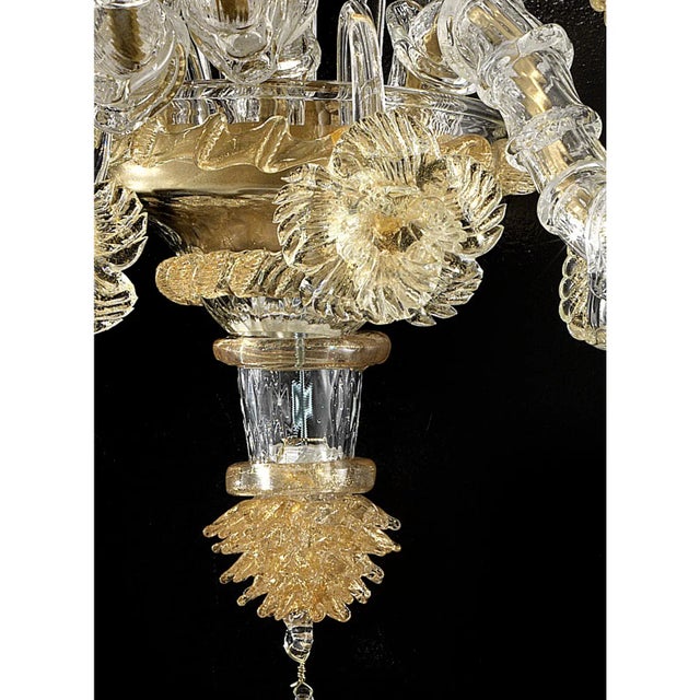 Glass Italian Murano Glass Ca’ Rezzonico – Handcrafted Gold Floral Motif Design For Sale - Image 7 of 8