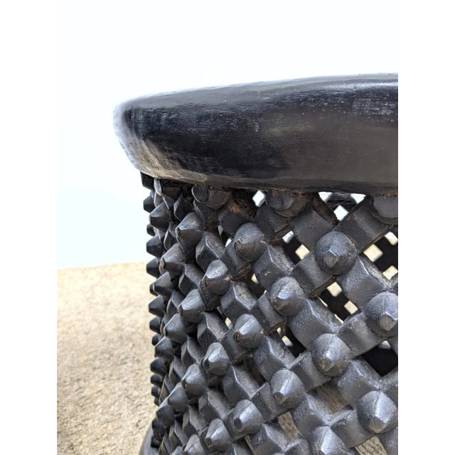 Pair of Mid 20th Century Pierced Carved Wood Stools For Sale - Image 4 of 10
