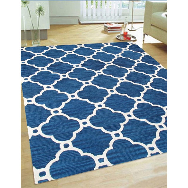 Transitional Pasargad Home Transitional Navy Wool Area Rug, 4' 0'' X 6' 0'' For Sale - Image 3 of 3