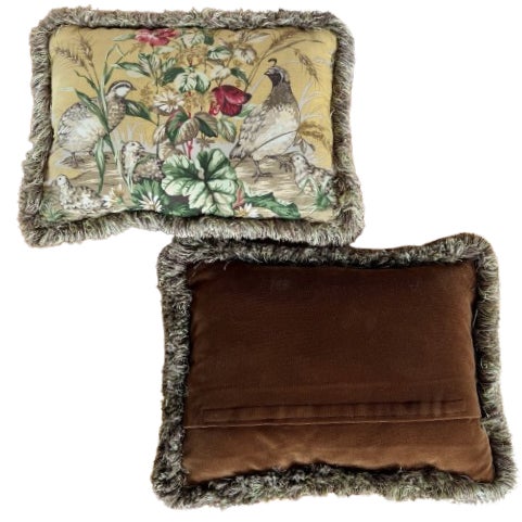 Mustard A Pair of Custom Scalamandre Botanical Pillows in Honey Mustard and Chocolate Brown For Sale - Image 8 of 11