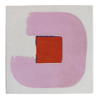 Original Painting | Lavender Pink and Orange-Red Abstract Loop, 10 X 10 In. For Sale