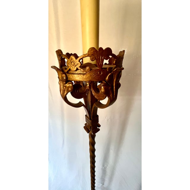 Vintage Gilt Bronze Floor Lamp W/Marble Base For Sale - Image 11 of 13