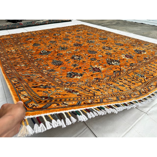 Islamic Rust Afghan Sultani Hand-Knotted Wool Rug - 9'8" X 8'1" For Sale - Image 3 of 14