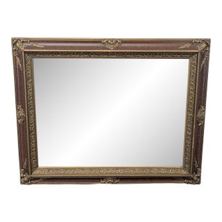 Carved and Beveled Wood Framed Wall Mirror For Sale