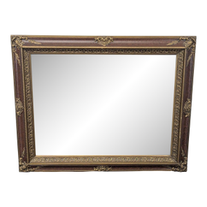 Carved and Beveled Wood Framed Wall Mirror