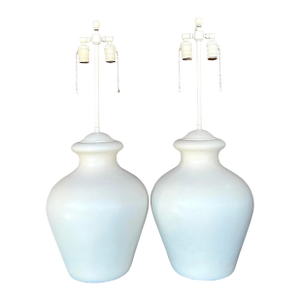 Vintage Boho Glazed Ceramic Lamps - A Pair
