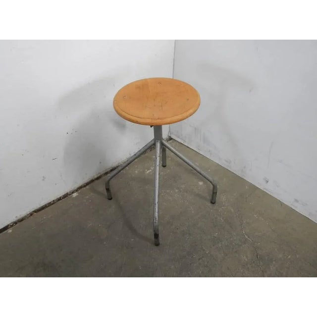 Wood Stool with 4 Feet, 1970 For Sale - Image 7 of 7