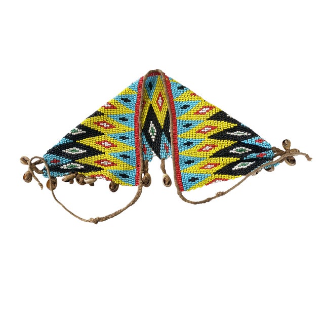 1980s Vintage Ceremonial Skirt Kirdi Beaded Cache Sex Pikuran Cameroon 18" W For Sale - Image 5 of 9