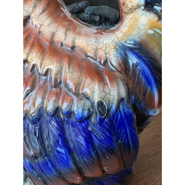 Ceramic Vintage Large Italian Majolica Pottery Rooster Chicken Sculpture - 17" For Sale - Image 7 of 7