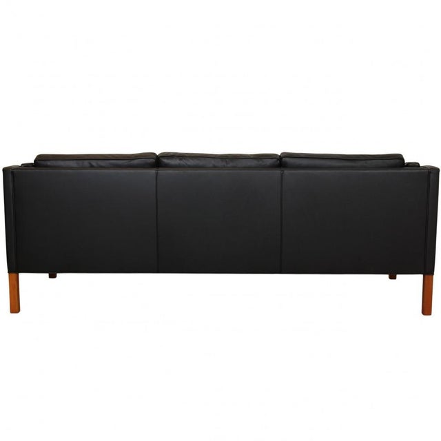 Wood 2213 3-Seater Sofa in Black Nevada Aniline Leather by Børge Mogensen for Fredericia For Sale - Image 7 of 18