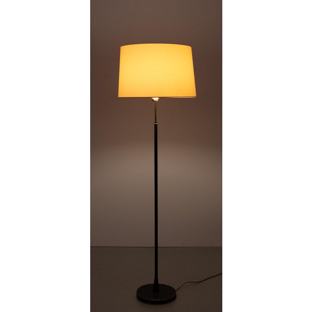 Green Leather Rapt Floor Lamp with Shade attributed to Jacques Adnet, France, 1950s For Sale - Image 9 of 11