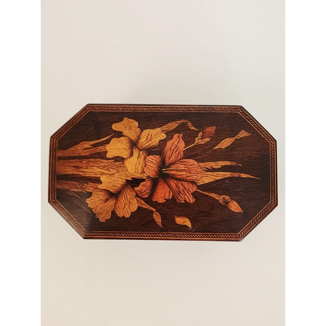 Antique Victorian Rosewood Inlay Jewelery Box For Sale - Image 10 of 12
