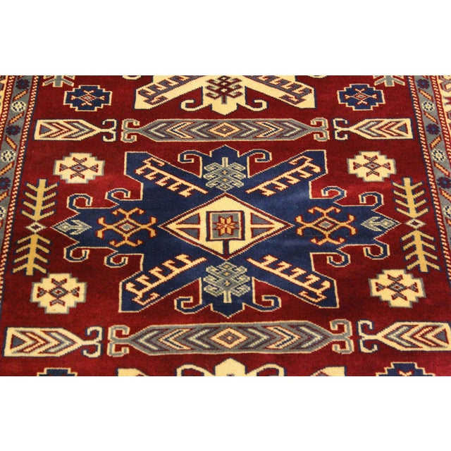 1980s Shabby Chic Tribal Shirwan Red/Beige Wool Rug - 3'7''x5'8'' For Sale - Image 5 of 10