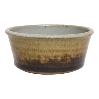 Petite Variegated Ochre and Brown Matte Glazed Stoneware Bowl by Deanna Nichols For Sale