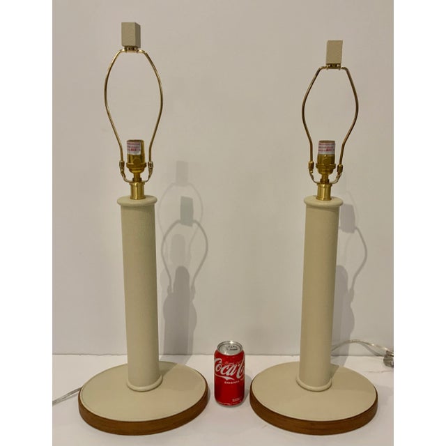 Currey & Company Currey & Co. Ivory Faux Shagreen Table Lamps Pair Prototypes For Sale - Image 4 of 5