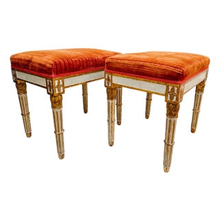 Pair of 19th Century Gustavian Painted & Parcel-Gilt Footstools For Sale