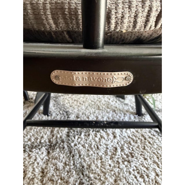 Eight Solid Hardwood Windsor High-Backed Black Dining Chairs Designed by Paola Navone for Crate & Barrel For Sale In Phoenix - Image 6 of 7