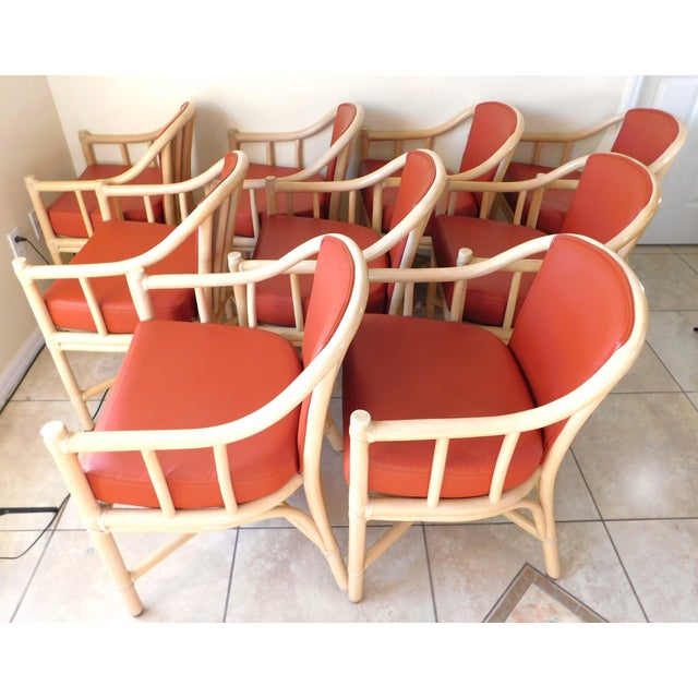 McGuire Set of 9 McGuire Rattan & Cane Club Chairs For Sale - Image 4 of 16