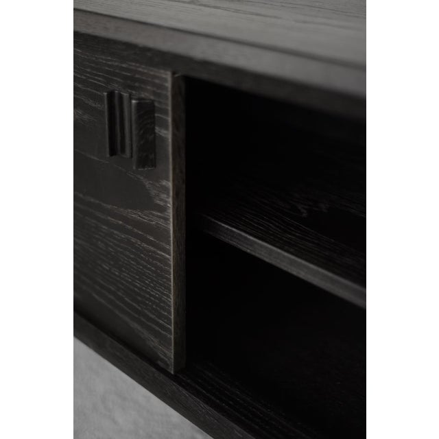 Mid-Century Scandinavian Modern Dark Oak Sideboard with Wooden Handles, 1960s For Sale - Image 6 of 18