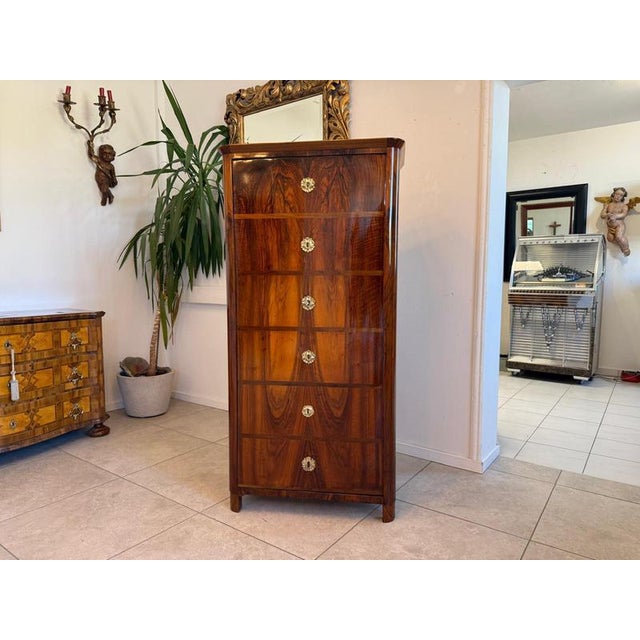 Brown Antique Biedermeier Walnut Cabinet For Sale - Image 8 of 13