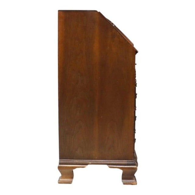 1930s Chippendale Shell Carved Mahogany Block Front Desk C1930 For Sale - Image 5 of 16
