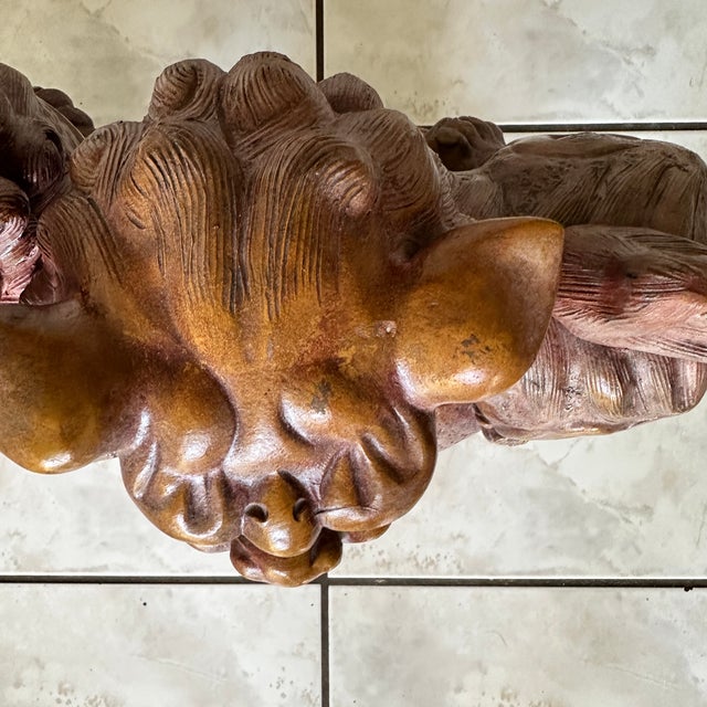 Ceramic Pair Large 19" Terracotta Foo Dogs Chinese Guardian Lions Vintage Heavy For Sale - Image 7 of 17