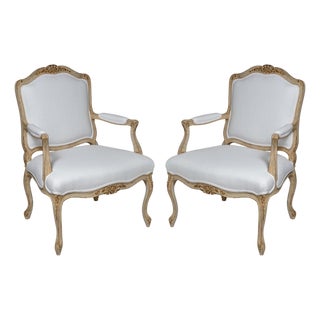 Antique Louis XV Style Bergere Chairs a-Pair For Sale