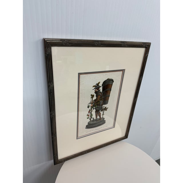 Figurative Artloft "Grape Picker, Flemish Table Ornament" Lithograph, Framed For Sale - Image 3 of 12