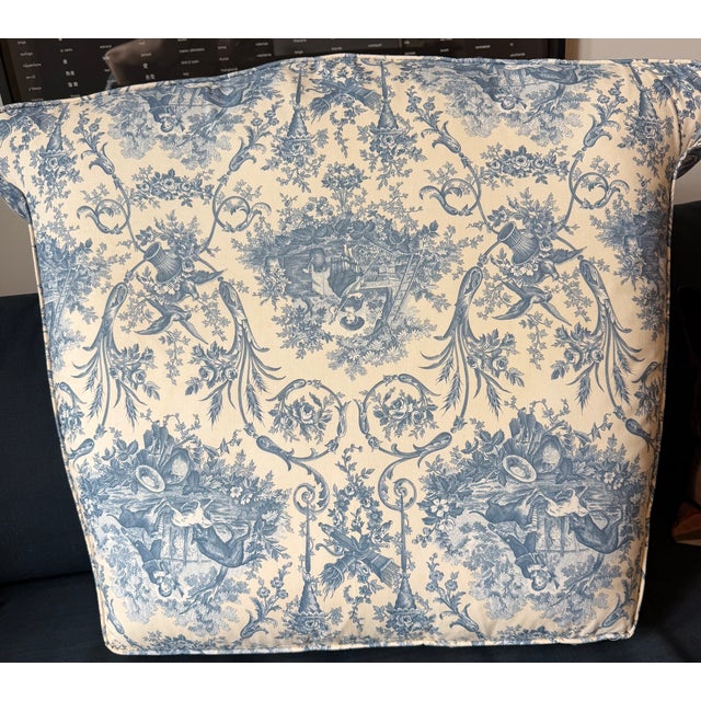 Old Hickory Tannery Louis XV Bergère – Designer Toile & Down-Filled For Sale - Image 12 of 18