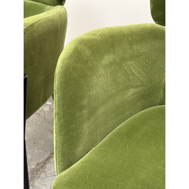 Caleb Zipperer for Cb2 Azalea Forest Green Logan Velvet Armchairs, Pair For Sale - Image 4 of 12