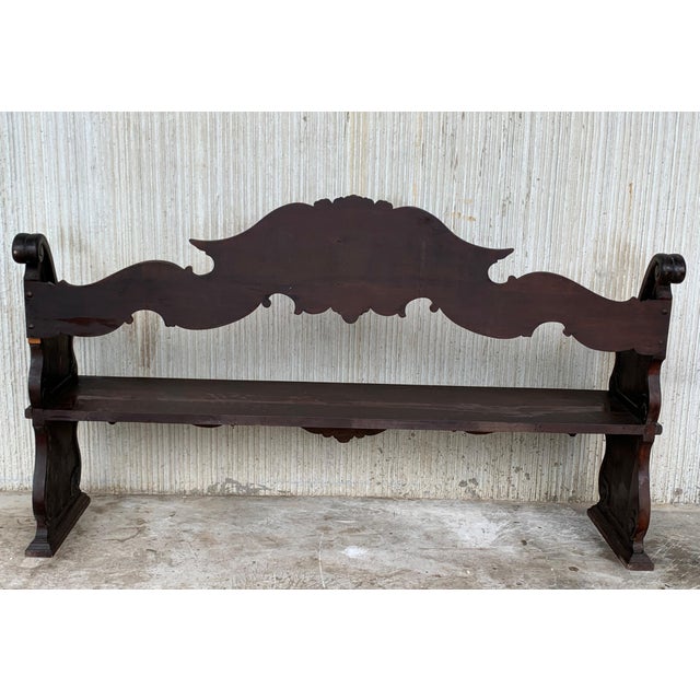 Wood 19th Century French Hand Carved Oak Settee or Park Bench For Sale - Image 7 of 18