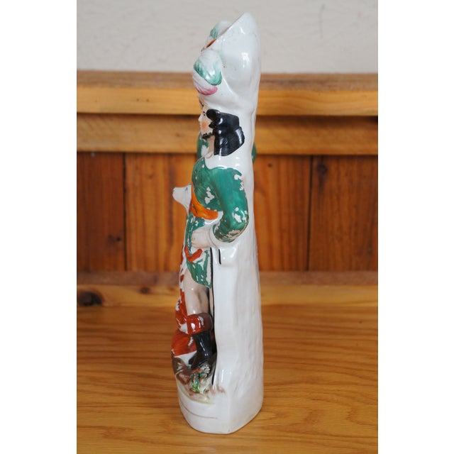 Staffordshire Antique Staffordshire Robin Hood Little John Spaniel Hunt Spill Vase For Sale - Image 4 of 12