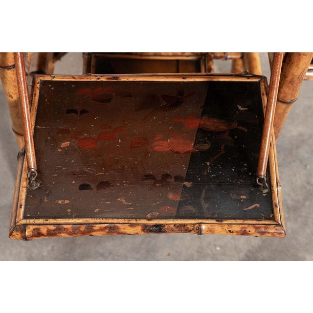 19th Century French Bamboo & Lacquer Side Table, 1870 For Sale - Image 14 of 17