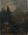 Antique Danish Dark Mountainous Landscape With Cabin and Lake, Oil on Canvas For Sale