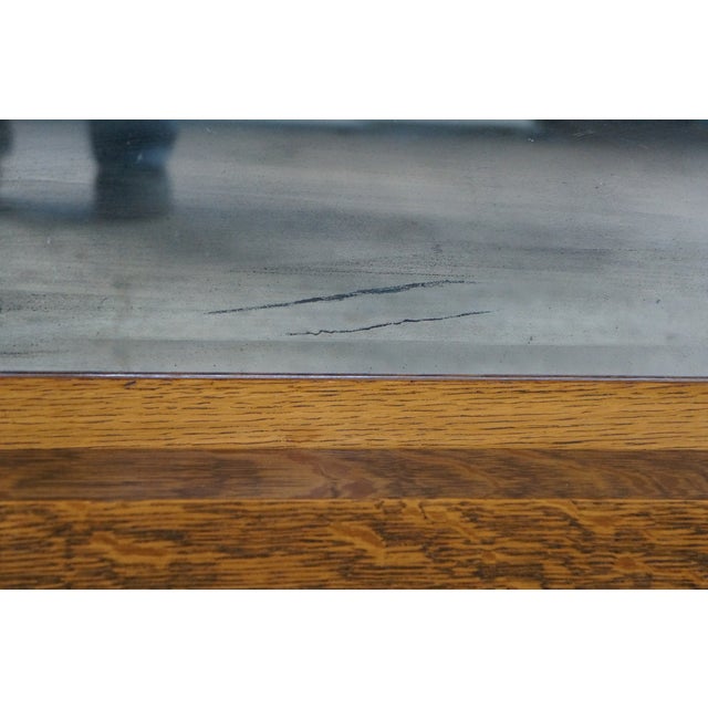 Antique Victorian Quartersawn Oak American Empire Mantel Mirror Backsplash 60" For Sale - Image 9 of 12