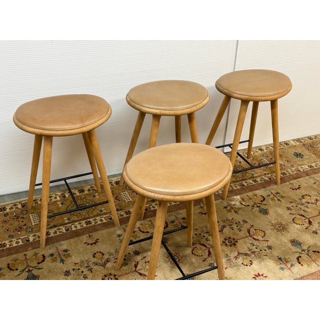 Space Copenhagen for Mater Soaped Oak Wood Counter Stools, Set of Four For Sale - Image 12 of 12