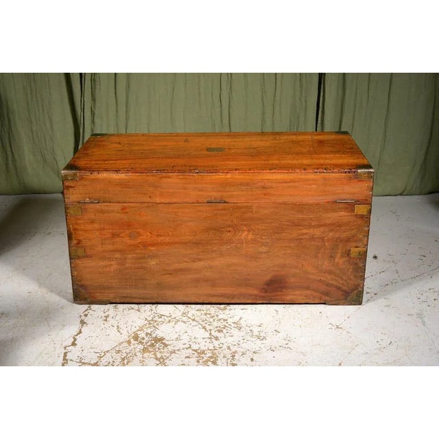 Large Double Lock Camphor Wood Campaign Chest, 1850s For Sale - Image 10 of 12