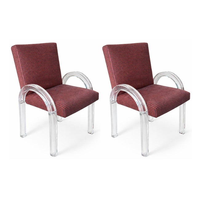A striking set of ten dining chairs designed by Charles Hollis Jones, executed in his signature use of clear...